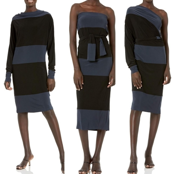 Norma Kamali Women's Spliced All in One Dress Stretch Jersey Knit Convertible XS - Picture 3 of 9